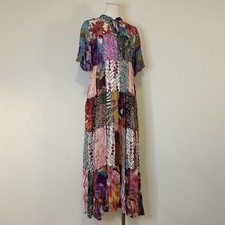 Sheer Patchwork Maxi Dress Fairycore Hippie Festival Cottagecore 36 Inch Bust