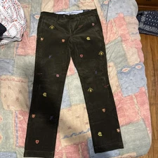Ralph Lauren Pants Mens 33 Green Corduroy Embroidered Commuter Office Slim 33x32