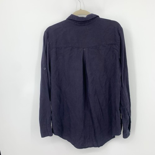 Cloth & Stone Women Size Large Shirt Popover Tunic Top Navy Blue Chambray Denim - Picture 2 of 5