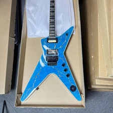 Custom Electric guitar Washburn X Jackson Blue Ghost Flames Kelly Star FR Bridge