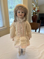  21” Artist Repro SFBJ 247 Paris Bisque Doll Leather Body Signed 1987 Glass Eyes