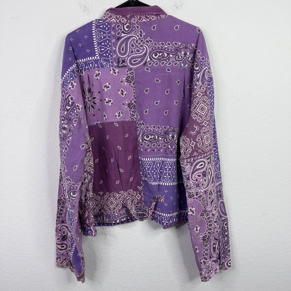 Camisa MNML Hombres XXXL Púrpura Bandana Patchwork Paisley Grunge Indie Streetwear Y2K Foto 2 de 4