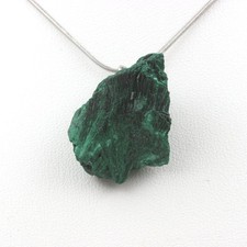 Raw Malachite Necklace. 58.25 Ct. Kipushi Mine, Haut-Katanga, Congo.