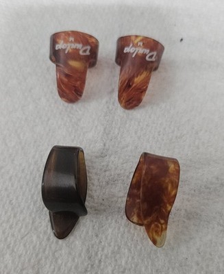Vintage Dunlop Picks 2 Thumb & 2 Finger Shell Medium 