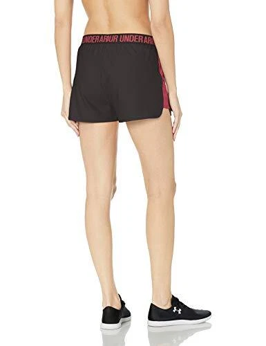 Pantalones cortos Under Armour Play Up 2.0 para mujer, gris azabache/rosa impulso, talla M Foto 2 de 4