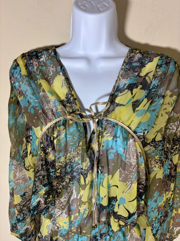 Blusa KIMONO Boho Hippie KIMONO Estampado Floral ACUARELA TRANSPARENTE DESARROLLO 6 M Y2K Foto 4 de 4