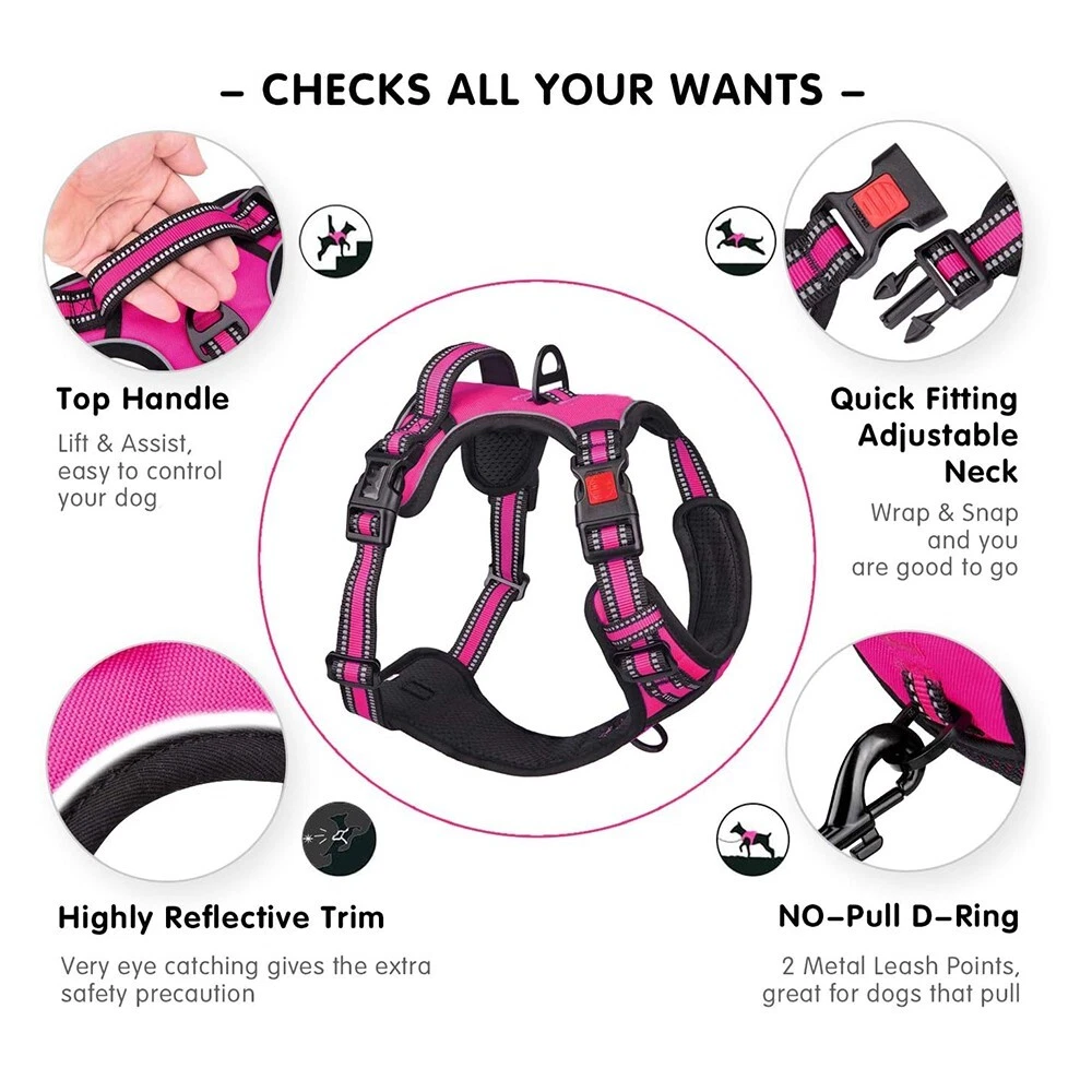 Dog Harness No-Pull Pet Harness Adjustable Outdoor Pet Vest reflection