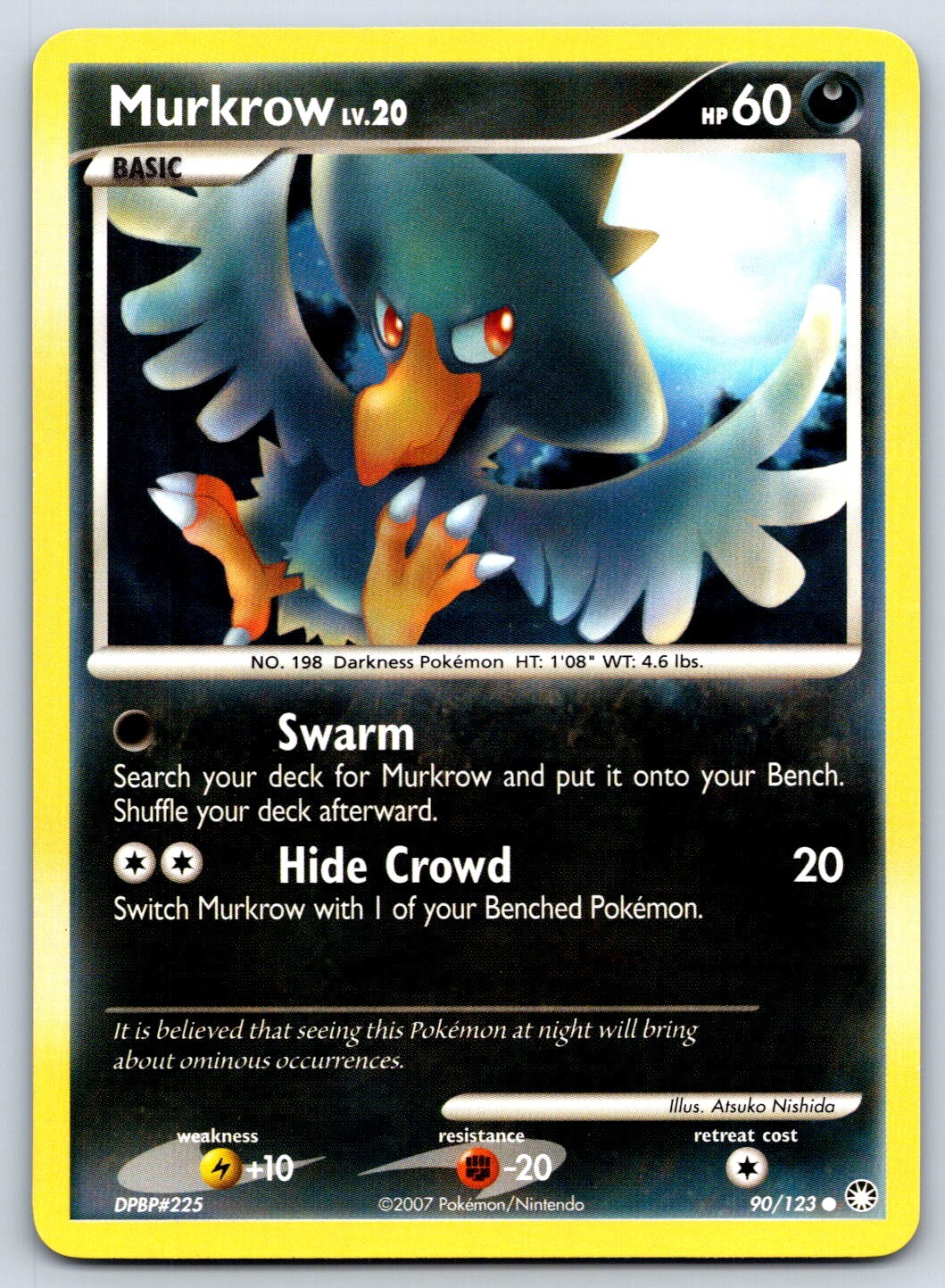 Murkrow - DP Mysterious Treasures 90/123 Atsuko Nishida Pokemon Card LP