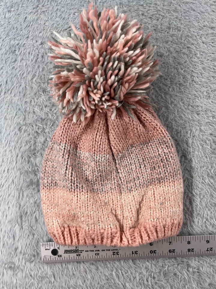 Gorro Squad Goals Toque Youth extra grande lantejoulas de malha rosa forrado de acrílico Pom - Imagem 4 de 4