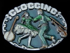 CLOGGING BELT BUCKLE VINTAGE 1987 HEAVY PEWTER SISKIYOU 