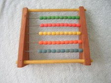 ABACUS SOLID WOOD EDUCATIONAL - BEADS LEARNING COLORS COUNTING early 1980s