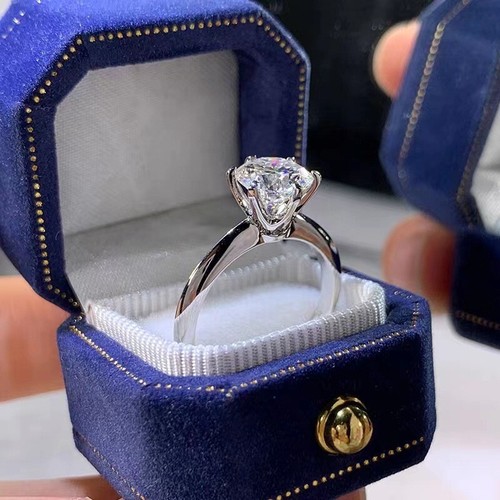 925 Sterling Silver 1ct Moissanite Solitaire Engagement Ring for Women