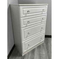 CLEARANCE - PEMBROKE WHITE GLOSS 4 DRAWER DEEP CHEST (ASSEMBLED)
