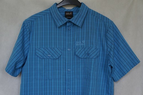 Camicia da trekking outdoor attiva da uomo JACK WOLFSKIN a maniche corte taglia M blu medio - Foto 3 di 9