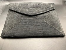 Vintage Evening Clutch, intricate fabric detail, all black