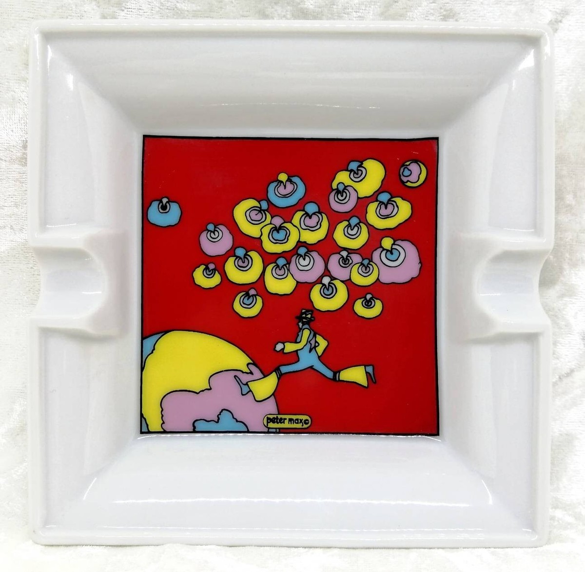 Original Peter Max Square Ashtray Genuine China By Iroquois 13.5cm
