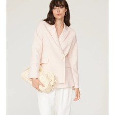 Significant Other 8 Single Breasted Blazer Pink Linen Assymetical Long Sleeves