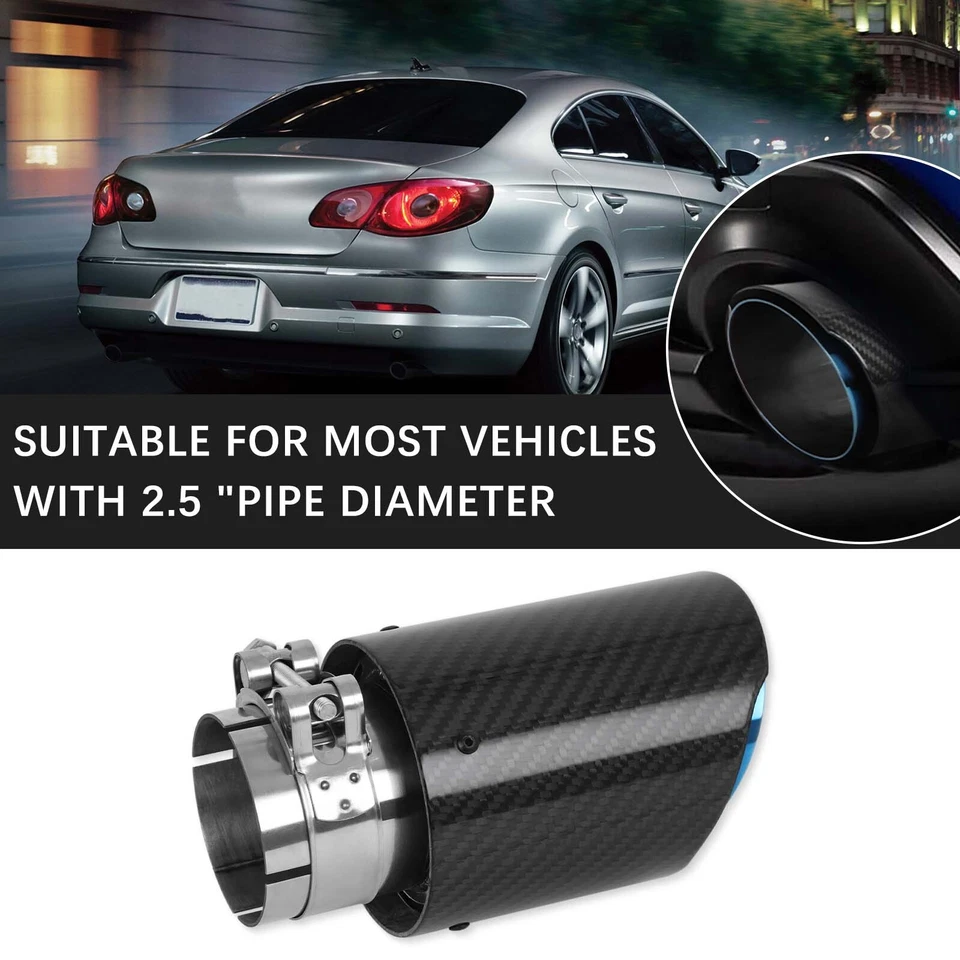 Tubo puntas de escape de fibra de carbono para Mercedes-Benz C300 2,5" entrada 3,5" Foto 3 de 4