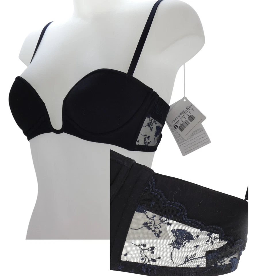 Sujetador La Perla Negro Bandeau Negro Con Aros Corte Bajo Encaje Talla 34 B Nuevo con Etiquetas Precio de venta sugerido por el fabricante 275 GBP Foto 2 de 4
