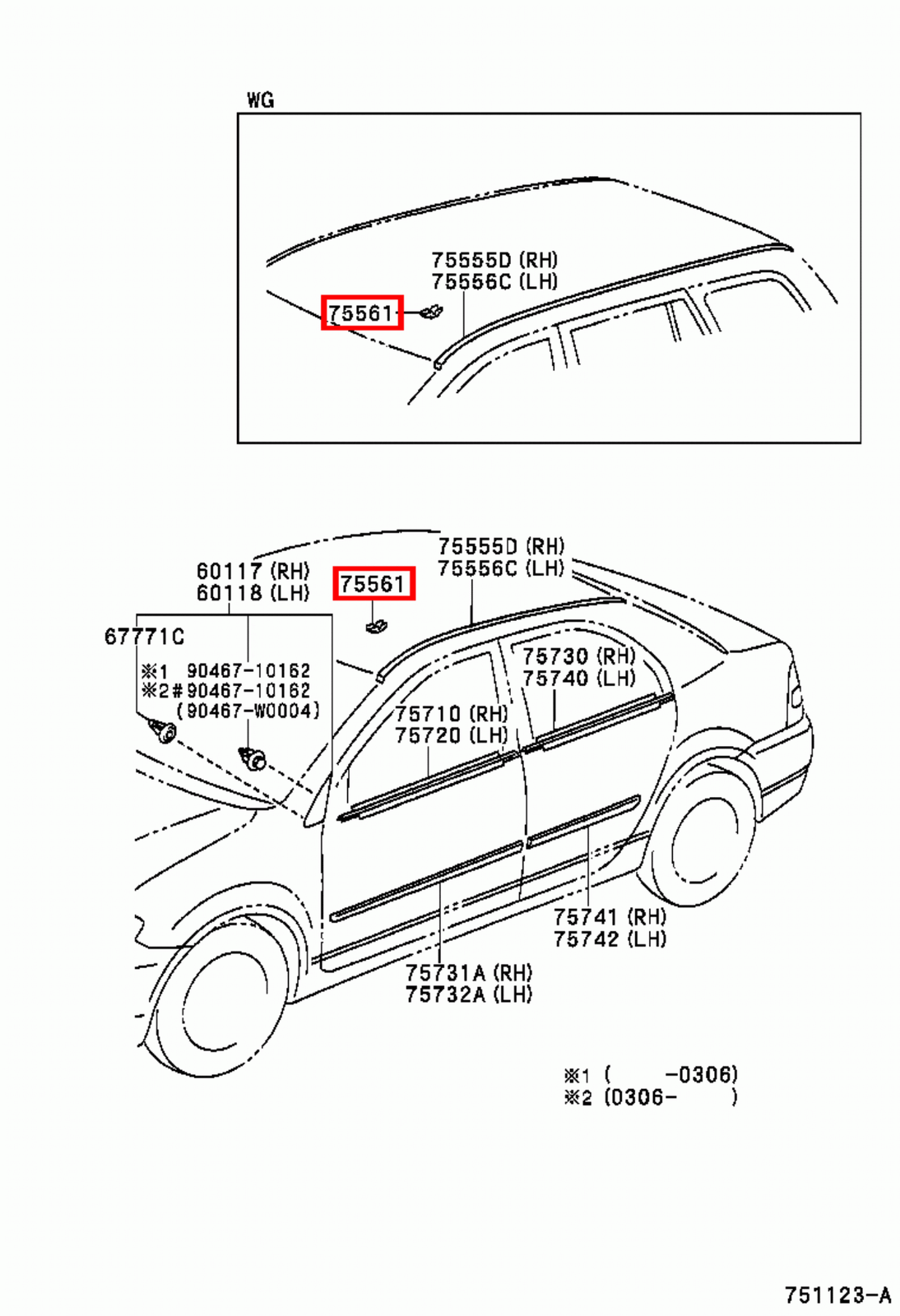 Genuine Lexus RX300 MCU35 RX330 MCU38 MCU33 Roof Drip Side Moulding