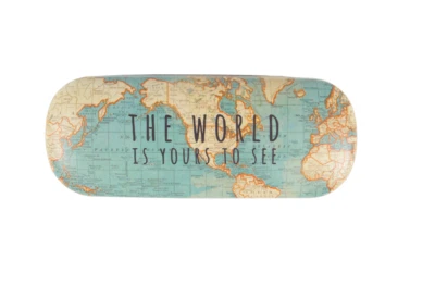 Sass & Belle Vintage Map World Travel Hard Reading Glasses Case Spec Holder Gift
