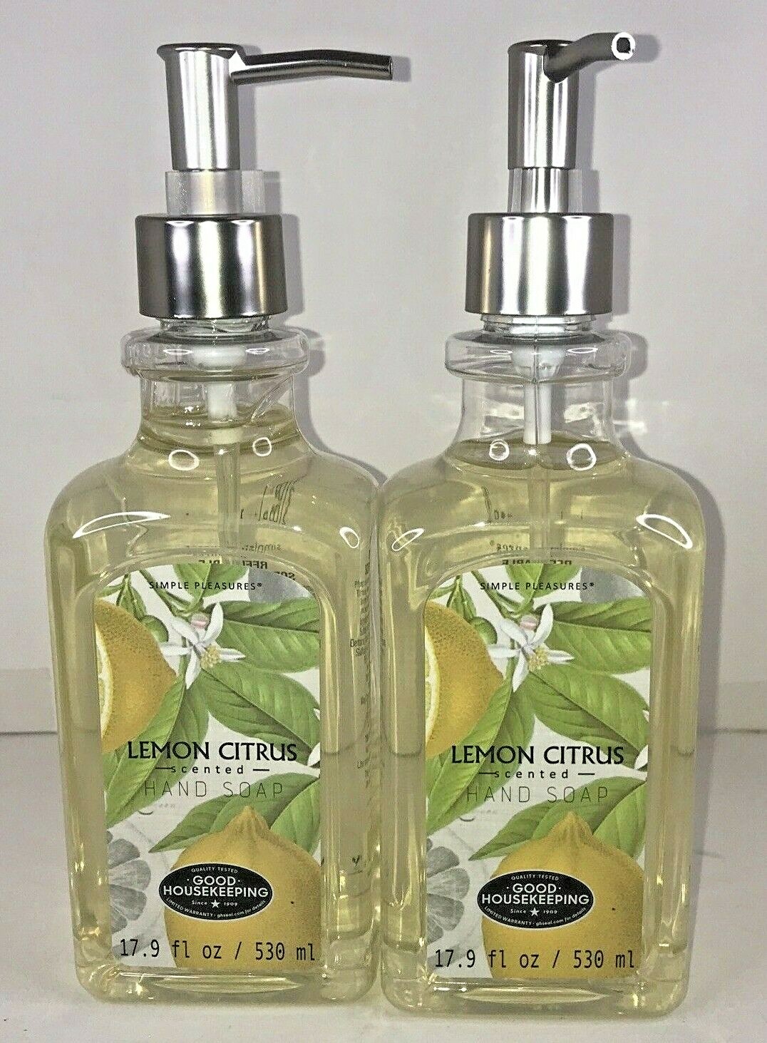 2 Bottles Simple Pleasures Lemon Citrus Hand Soap 17.9 fl oz (530 ml