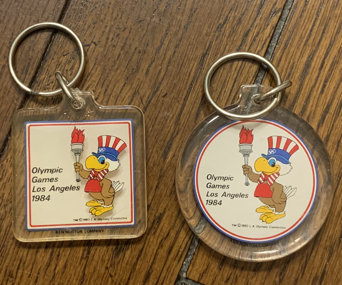 LOT OF 2 VINTAGE 1984 LOS ANGELES OLYMPICS EAGLE LUCITE KEYCHAINS | eBay