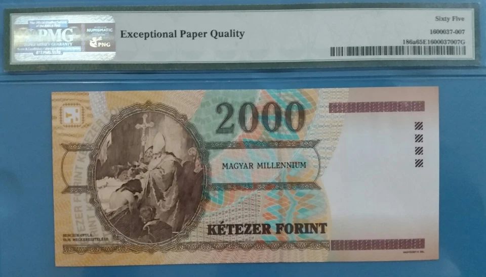 2000 Hungary 2000 Forint PMG65 EPQ GEM UNC <P-186a> " Commemorative " - Image 2 of 2
