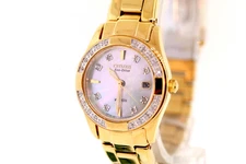 Ladies Citizen EW1822-52D Eco-Drive REGENT Gold-Tone Stainless Diamond Watch 