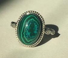 malachite and azurite ring s925 adjustable to size 5, 6 7