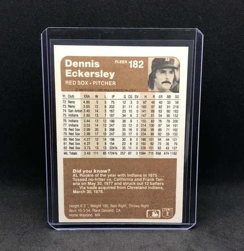 1983 Fleer - Dennis Eckersley #182 - Bild 2 von 2