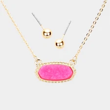 Druzy Hexagon Pendant Necklace, Neon Pink Kendra Druzy Pendant Necklace