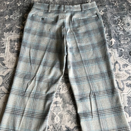 Pantaloni vintage anni 70 Paul Harris casual discoteca rave fondo campana uomo 31x32 plaid golf USA - Foto 17 di 22