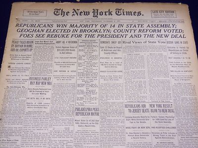 1935 NOV 6 NEW YORK TIMES - REPUBLICANS WIN MAJORITY OF 14 IN STATE - NT 1981