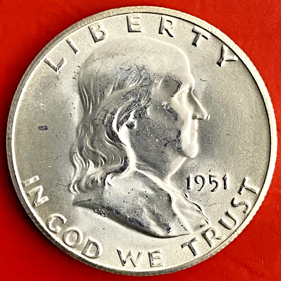 1951-S FRANKLIN HALF DOUBLED DIE REVERSE DDR FS-801 - Image 2 of 3