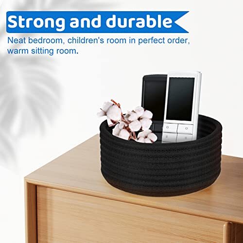 SET 2 NATURAL FIBRE BASKETS DECOR. BLACK ROPE - 5921920 main image 1