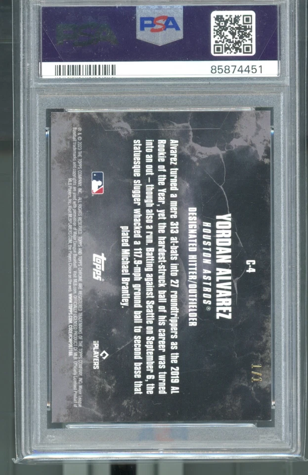 2023 Topps Chrome Update Yordan Alvarez Superfractor PSA 9 Mint 1/1 Astros SSP - Image 2 of 2