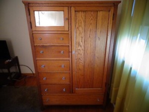 Antique Wood Armoire Cabinet Chifferobe Dresser