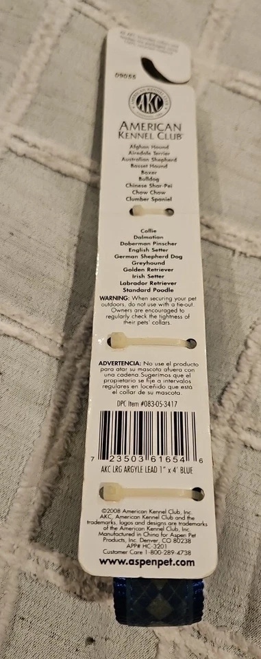 Correa de nailon American Kennel Club 4 pies NUEVA envío gratuito correa ancha correa azul de 1" Foto 2 de 4