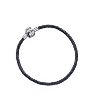Image of Official Harry Potter Black Leather Slider Charm Bracelet XL 21cm