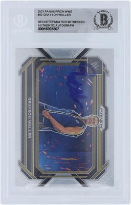 Grayson Waller WWE Signed 2023 Panini Prizm #52 Beckett Fanatics Witnessed Card