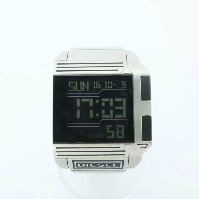 DIESEL DZ7105 Men's used watch quartz Digital square black dial silver