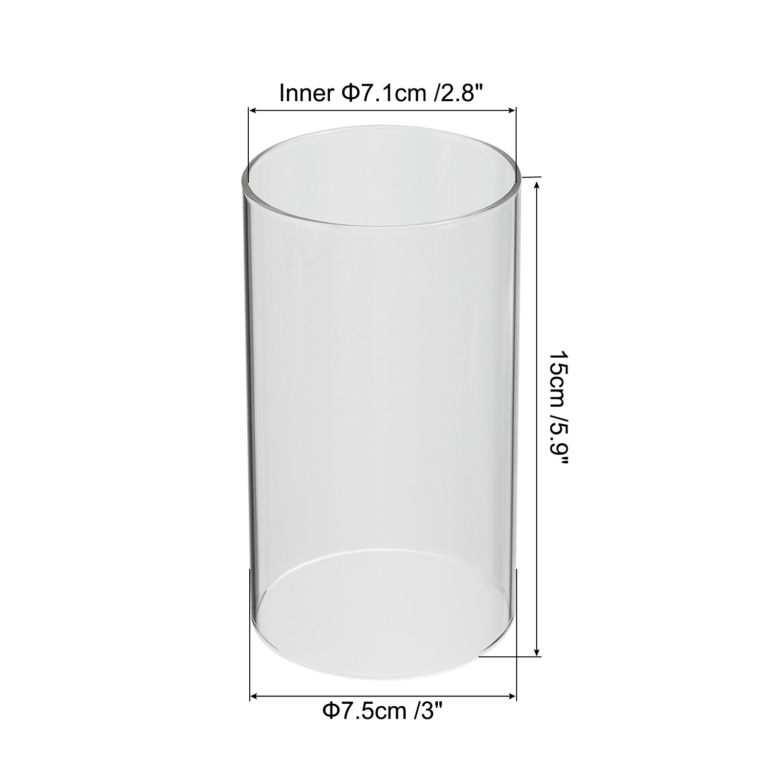 2Pcs 3"x6" Open Ended Glass Candle Holders Glass Chimney Cylinder