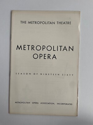 Vintage Andrea Chenier Playbill (1960) Metropolitan Opera Boston Theatre