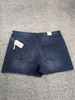 BLANKNYC Shorts Women 20W Blue Distressed High Rise Denim Stretch Button Fly