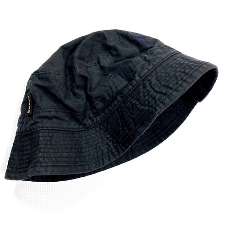 Barbour Waxed Black Bucket Hat Wax Size 