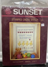 Vintage Sunset COUNT YOUR BLESSINGS Baby Stamped Cross Stitch Kit NOS 4998