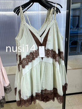 ZARA NEW WOMAN SHORT COMBINATION LACE DRESS BROWN GREEN XS-XXL 7200/315/054