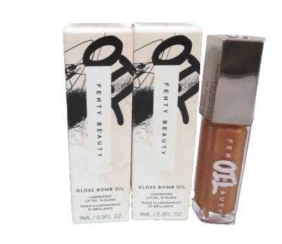 FENTY BEAUTY GLOSS BOMB OIL LUMINIZING LIP OIL N'GLOSS 05 FROSTED BUNZ LOT OF 2