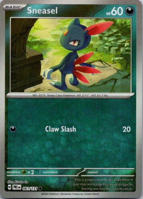 Sneasel (Master Ball Pattern) Holo Common SV: Prismatic Evolutions 061/131 NM